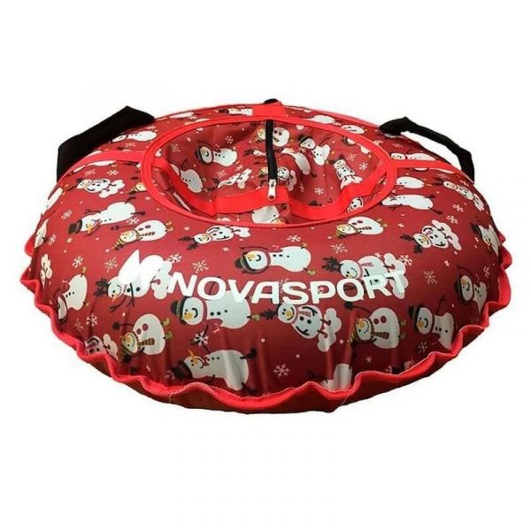 Тюбинг NovaSport CH040.80 ткань с рисунокм без камеры красный/снеговики